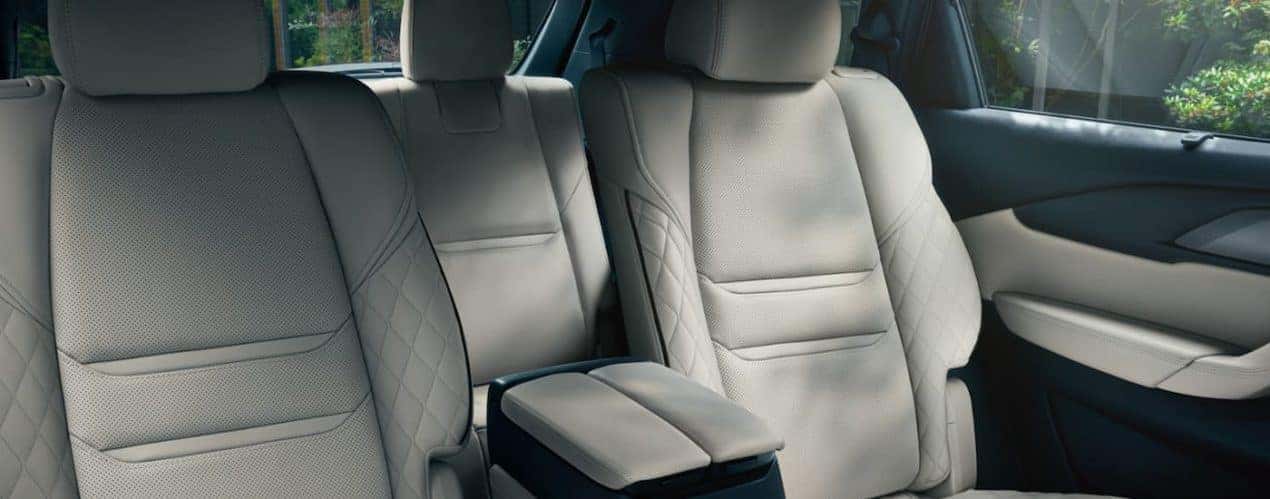 A close up shows the tan leather seats in a 2022 Mazda CX-9.