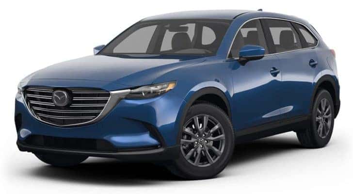 A blue 2022 Mazda CX-9 Touring is angled left.