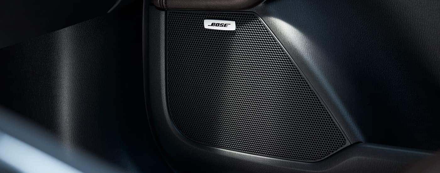 A close up shows the Bose speaker in a 2022 Mazda CX-5.