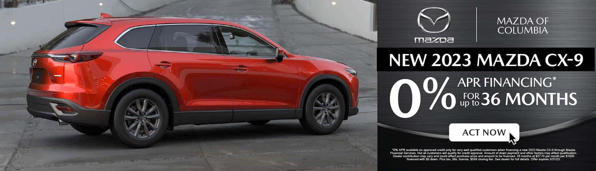 23 Mazda CX-9 0% APR for 36 Months
