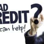 A person is shown pointing to a sign for bad credit financing near Irmo, SC.