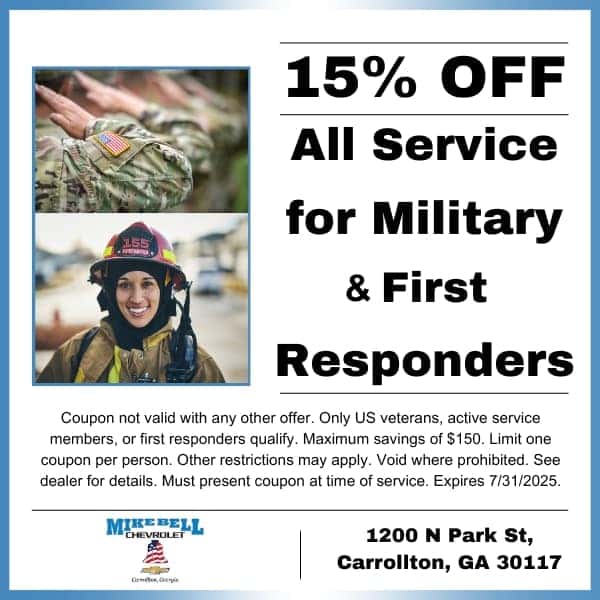 15% OFF Military and First Responders