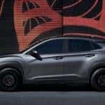 2021 Hyundai Kona parked on the side of the street.