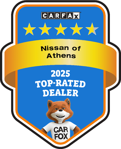 Nissan of Athens in Athens, GA recognized as a 2025 Carfax Top‑Rated Lifetime Dealer with a 4.7‑star customer review score.