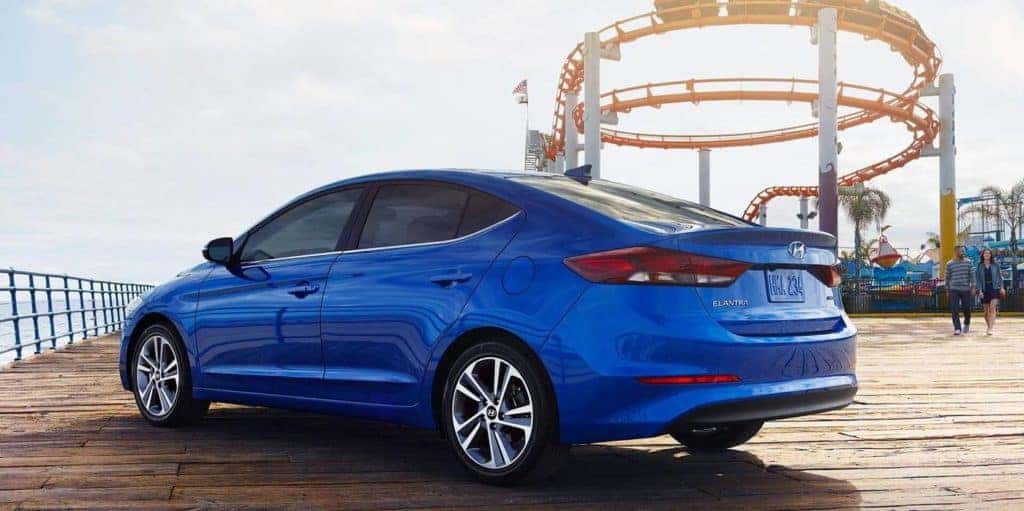 Blue Hyundai Elantra on Pier