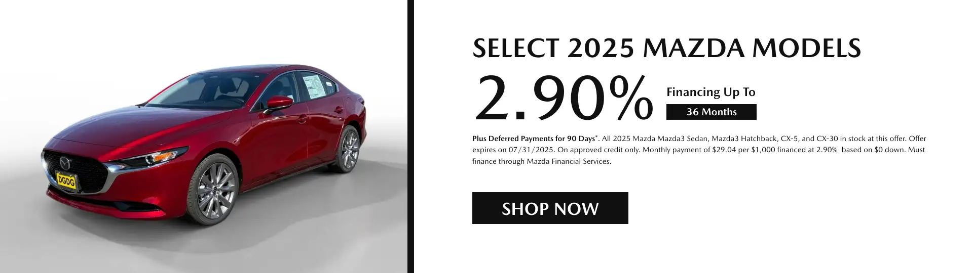 2025 Mazda Models Finance Offer, Shop Now