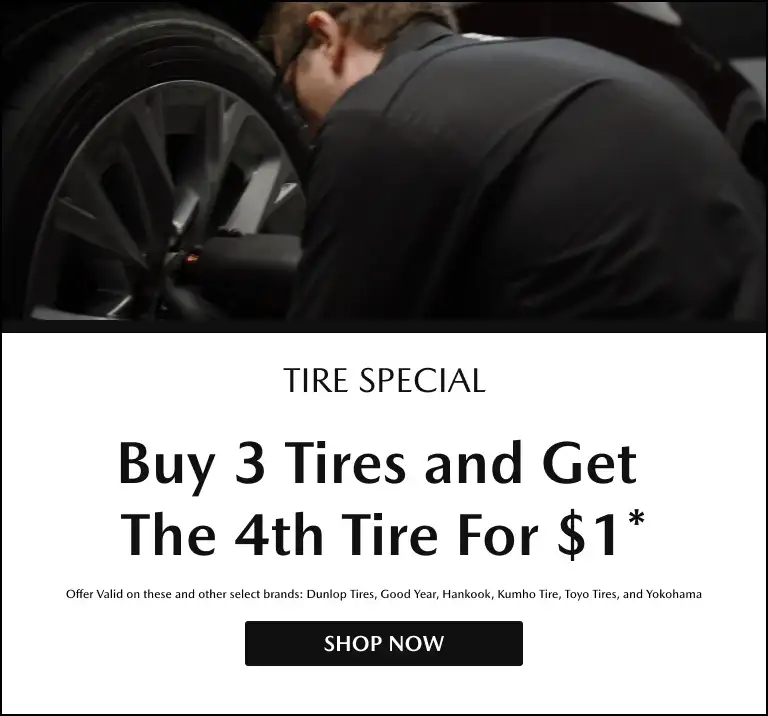 Tire Special: Buy 3 tires and get the 4th for $1. Shop now for select brands including Dunlop, Goodyear, and Yokohama.