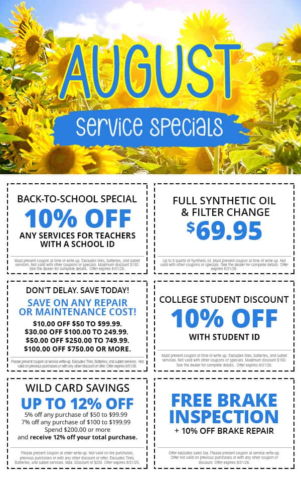 August Service Specials