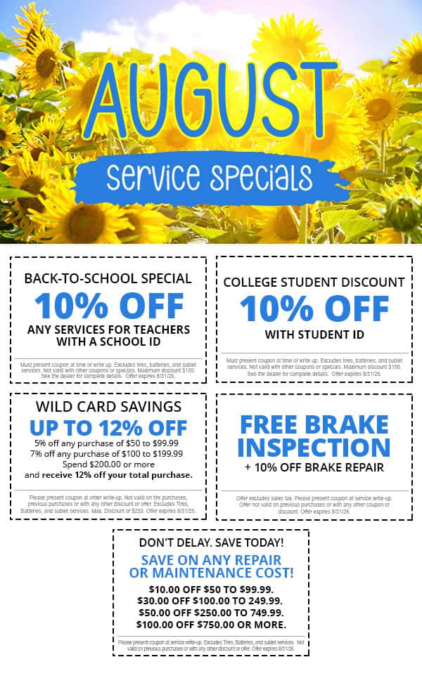 August Service Specials
