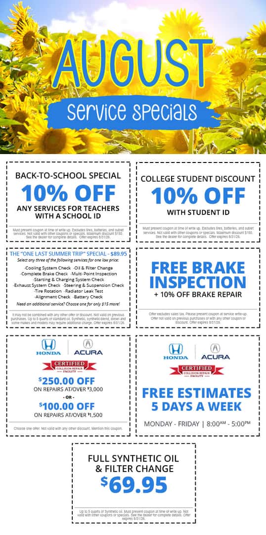 August Service Specials