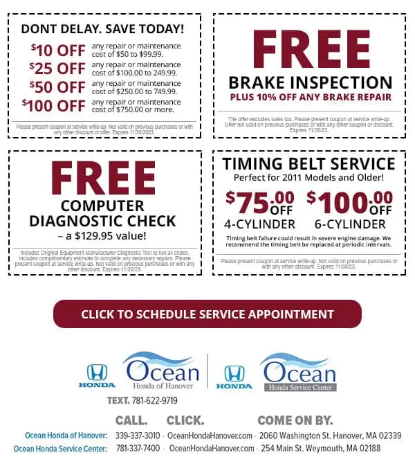 Auto Service Specials | Ocean Honda of Hanover near Boston