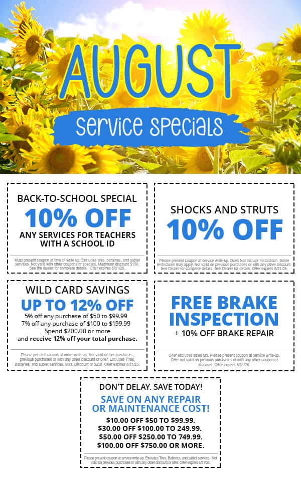 August Service Specials