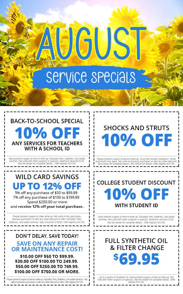 August Service Specials