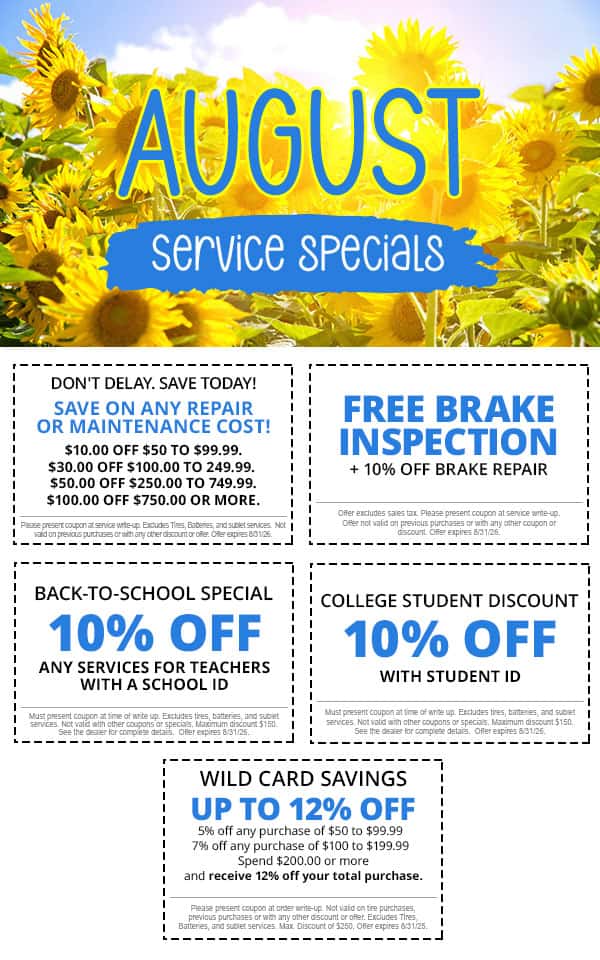August Service Specials
