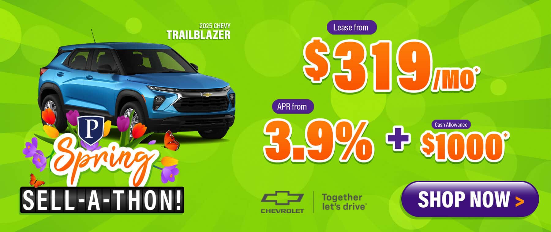 2025 Chevy Trailblazer - finance from 3.9% APR; $1000 Cash Allowance; lease from $319 a month