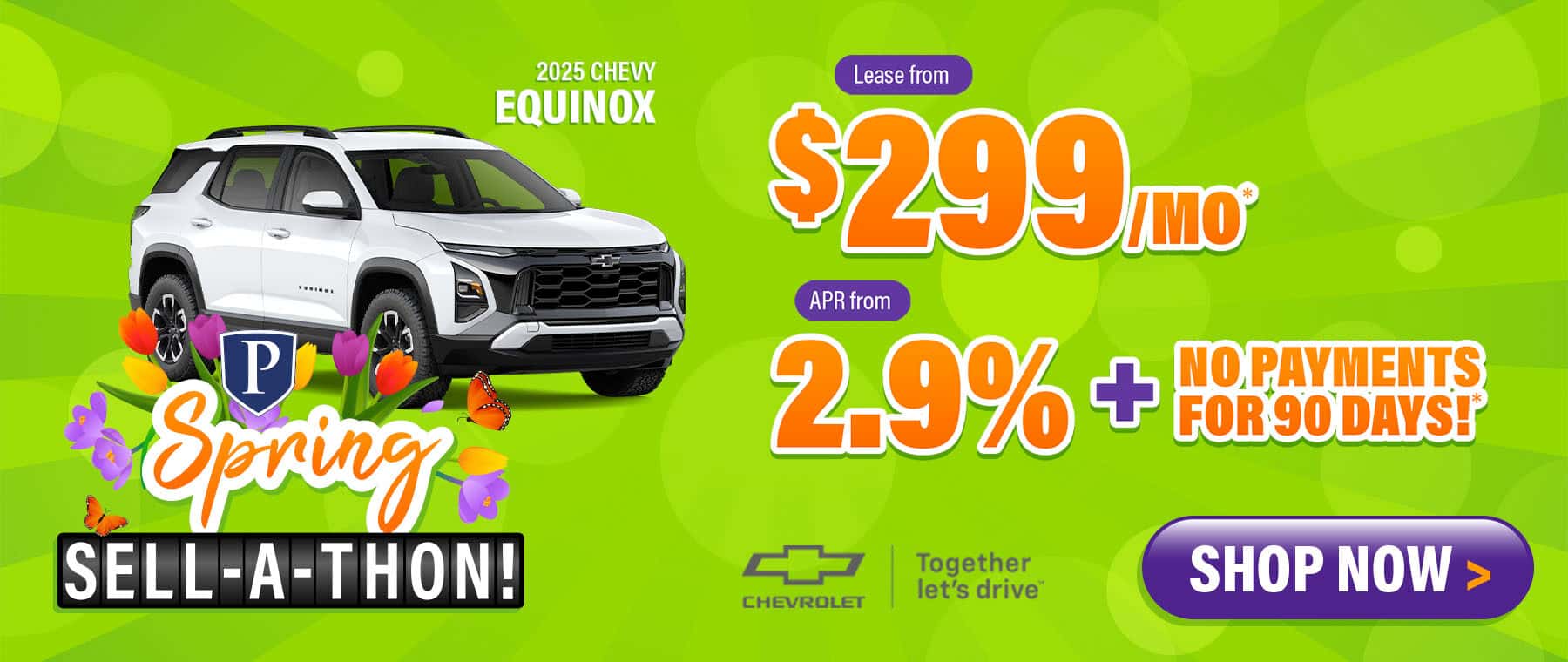 2025 Chevy Equinox - lease from $299 a month; finance from 2.9% APR + no payments for 90 days