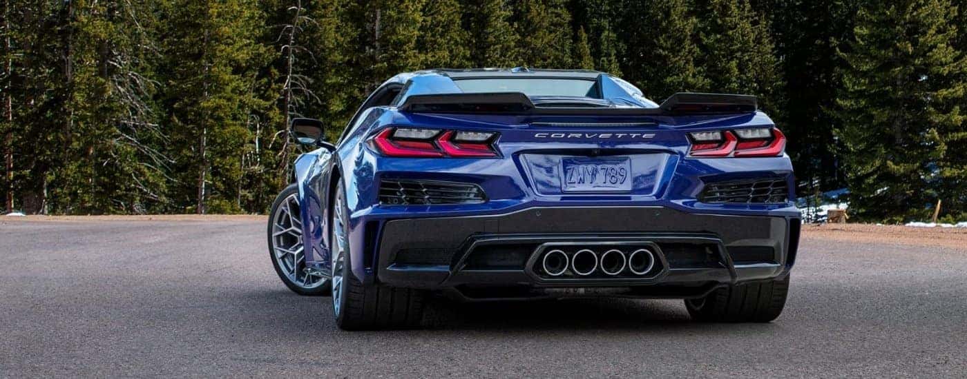A blue 2025 Chevy Corvette ZR1 is shown after visiting a Chevy dealer near Denver.