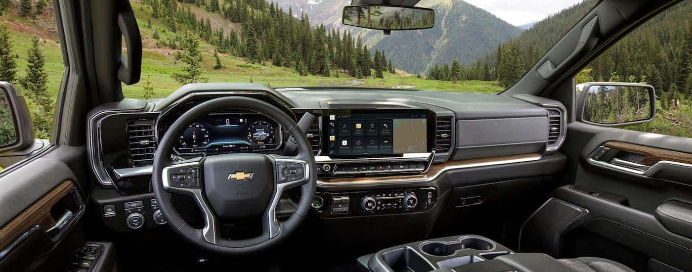 The interior of a 2025 Chevy Silverado 1500 for sale near Charlotte.