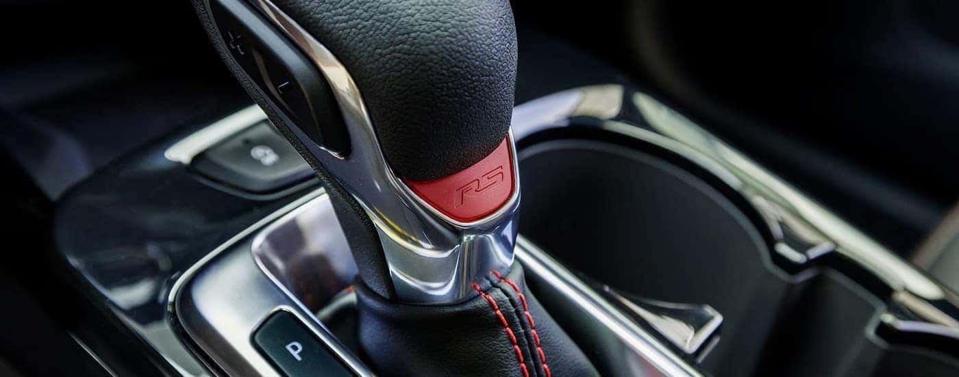 Close-up of the shifter in a 2025 Chevy Trax RS.