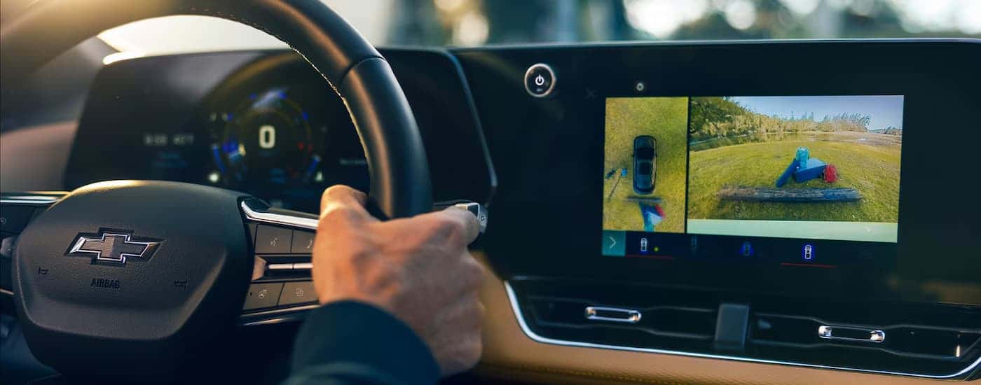 Close-up of the infotainment screen in a 2025 Chevy Equinox EV for sale near me