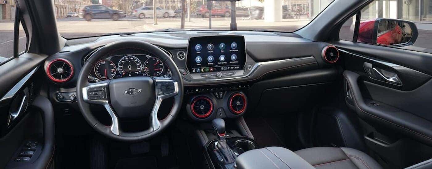 Infotainment and digital gauge cluster on a 2025 Chevy Blazer for sale near Denver