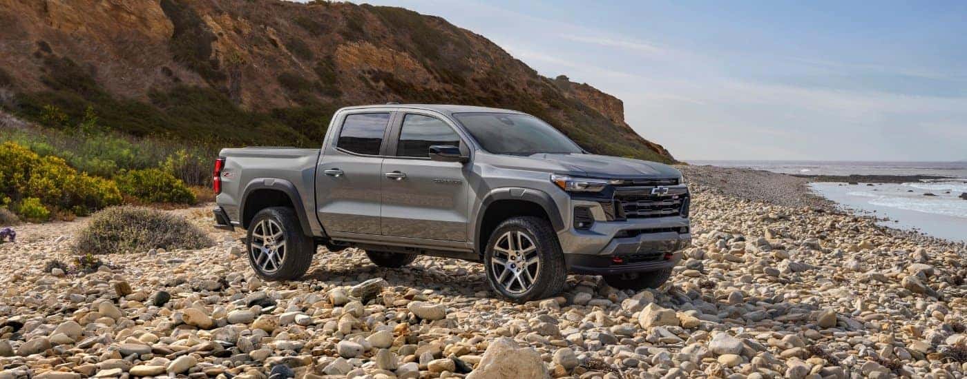 A grey 2026 Chevy Colorado for sale near Cherryville from the side.