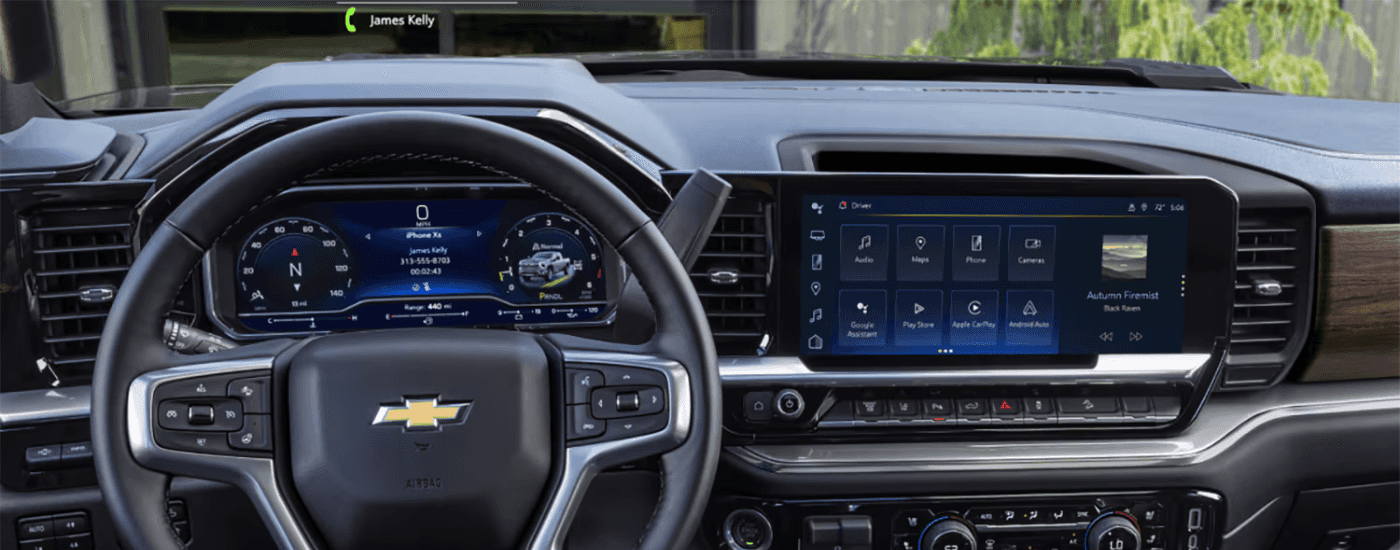 Black interior of a 2026 Chevy Silverado 3500
