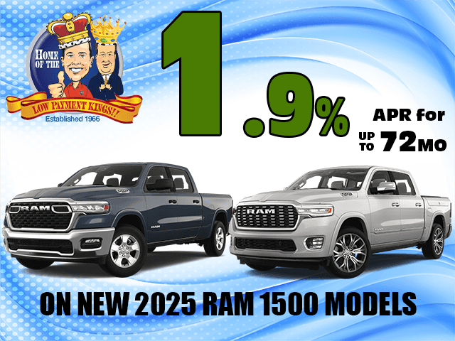 1.9% APR for 72mo on New 2025 Ram 1500