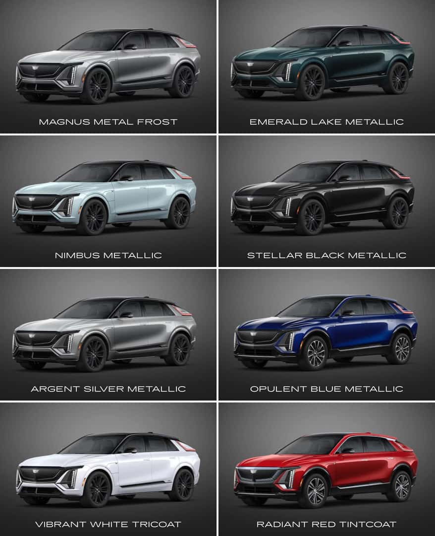 Cadillac LYRIQ vs. Tesla Model X Colors