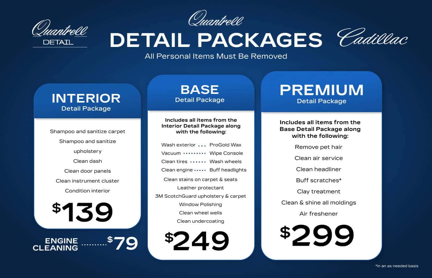 Quantrell Cadillac Detail Packages