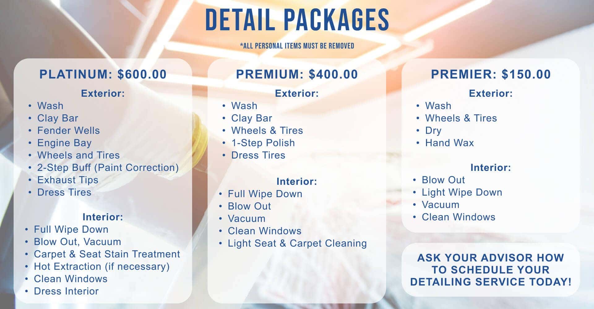 Quantrell Cadillac Detail Packages