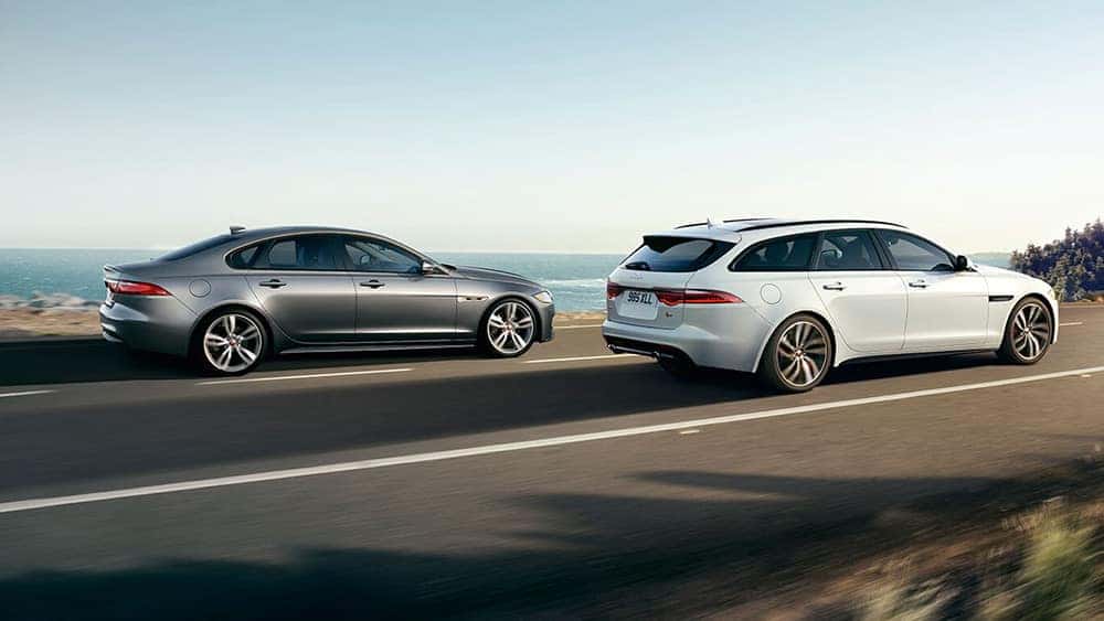 2019 jaguar xf sportbrake and jaguar xf sedan side view