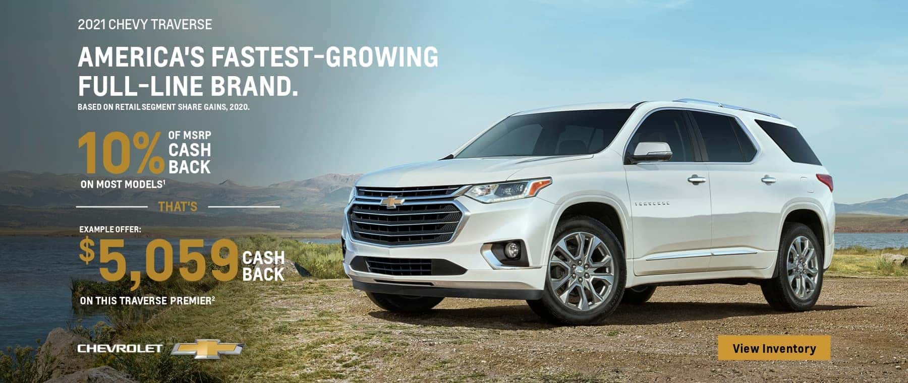 2021 chevy traverse example offer: of msrp cash that's $5,059 cash back chevrolet on most models on this traverse premier view inventory