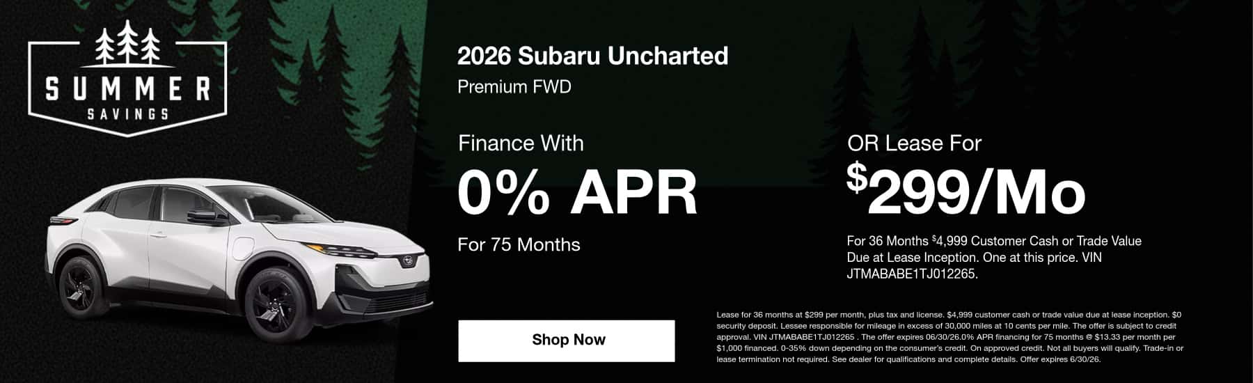 Subaru Uncharted Offer