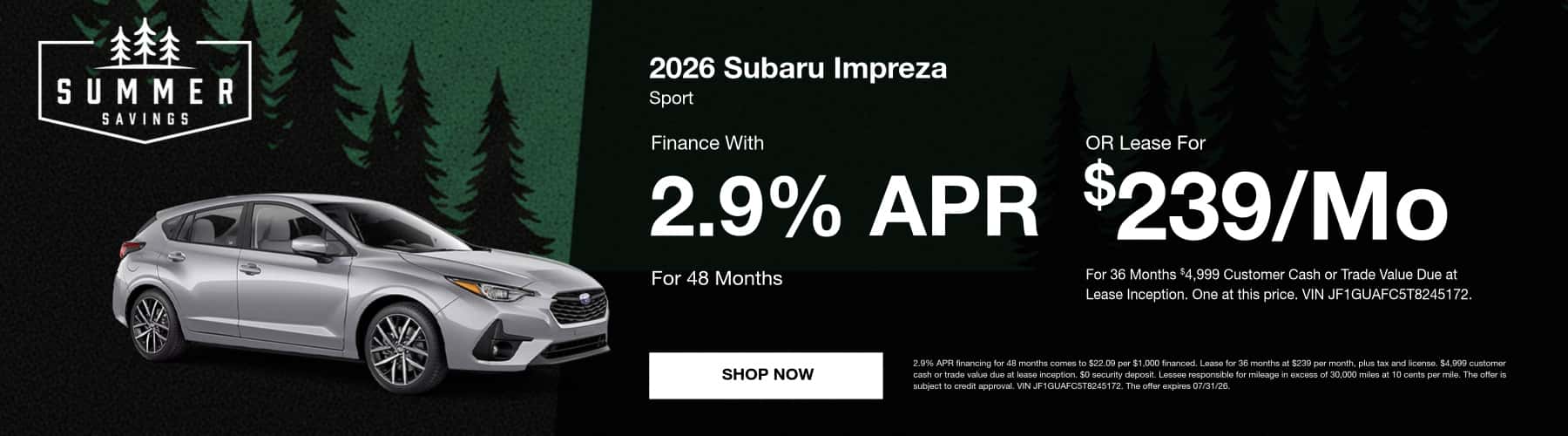 Subaru Impreza Offer