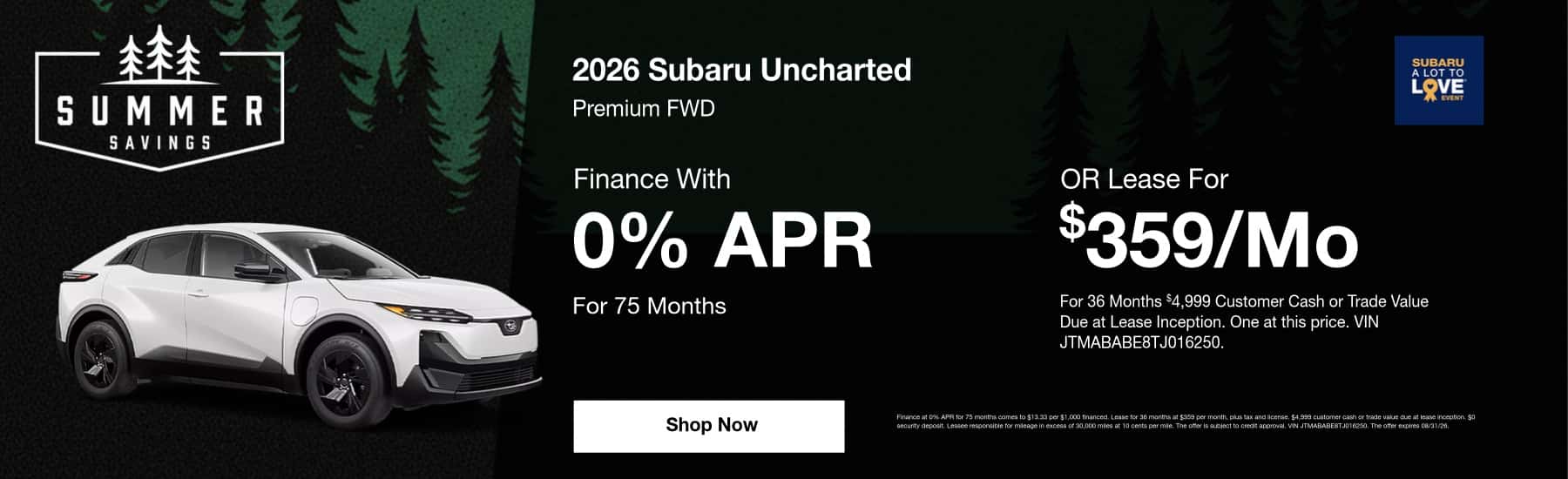 Subaru Uncharted Offer