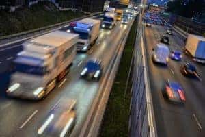 Highway with fast-moving traffic