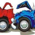 Stylized illustration of car accident