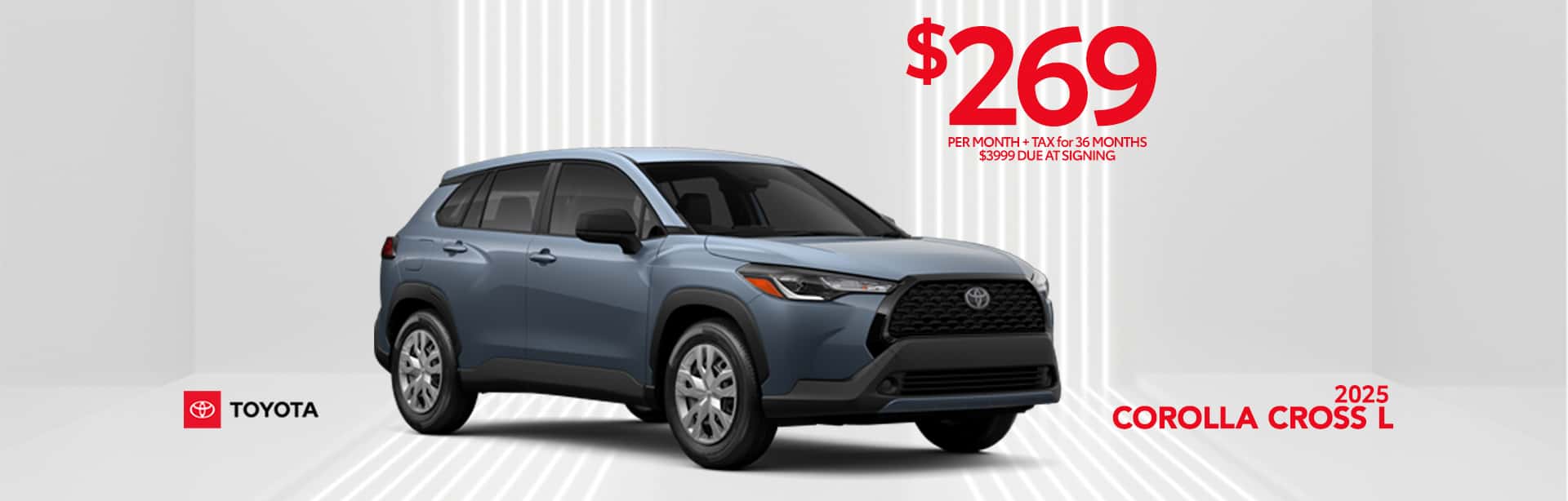 blue crossover suv on gray background