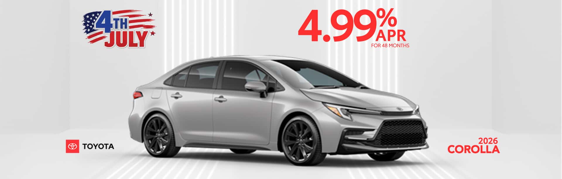 Silver 2026 Corolla 4th of July APR offer