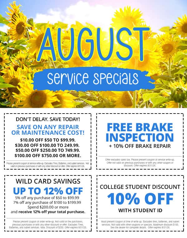 August Service Specials