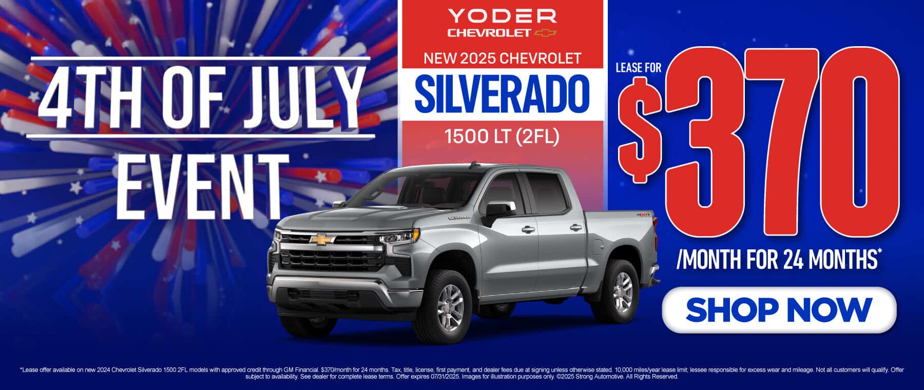 New 2025 Chevrolet Silverado 1500 LT (2FL) Lease for $370/month for 24 mos*