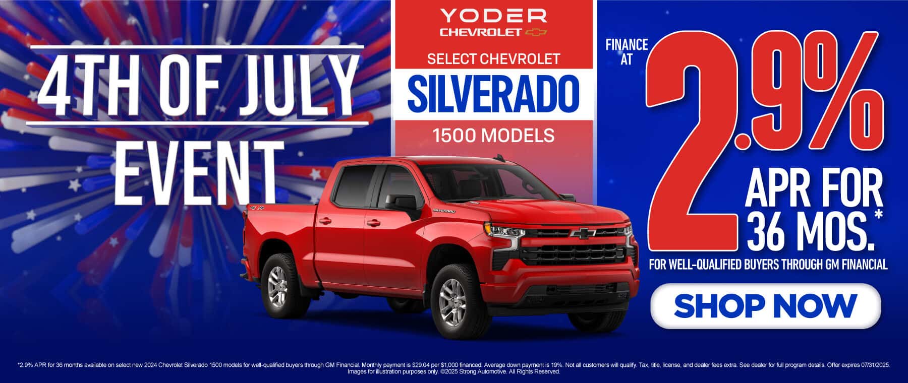 Select Silverado 1500 Models Finance at 2.9% APR for 36 mos* for well-qualified buyers through GM Financial