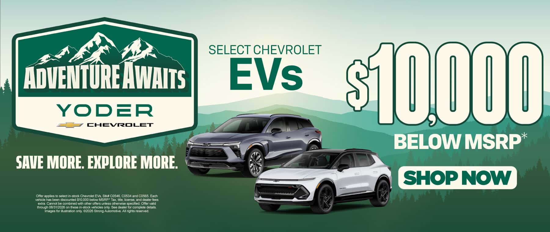 Select Chevrolet EVs $10,000 BELOW MSRP*
