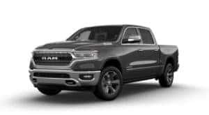 A grey 2022 Ram 1500 is angled left.