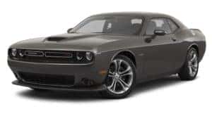 A dark grey 2022 Dodge Challenger R/T is shown angled left.
