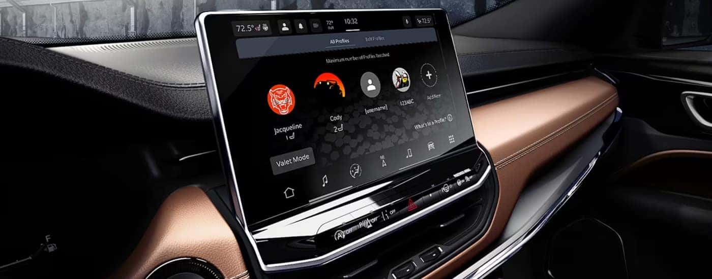 The infotainment screen in a 2024 Jeep Compass for sale.