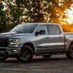 A grey 2022 Ram 1500 is shown from the side.
