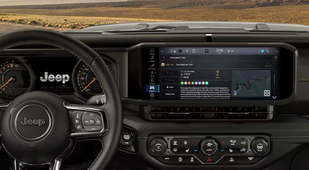 The black dash is shown in a 2025 Jeep Wrangler.