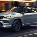 A silver 2025 Jeep Compass for sale in Florence is shown from the side.